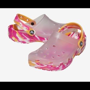 Crocs Translucent White/Multi Marbled Size 7 NEW